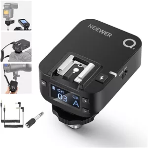 گیرنده فلاش بی‌سیم 2.4G QR نیوئر برای تریگرهای نیوئر QPRO-C، QPRO-N، QPRO-S، تک کنتاکت با پورت سینک 2.5 میلی‌متری، رزوه 1/4 اینچی، سازگار با Godox Aputure NEEWER Vision4 ML300W S101
