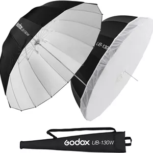چتر رفلکتور پارابولیک گودکس UB-130W با قطر 130 سانتی متر، داخلی سفید، مناسب استودیو عکاسی، نور ملایم، به همراه پوشش دیفیوزر برای فیلمبرداری در استودیو، فلاش اسپیدلایت (130 سفید)