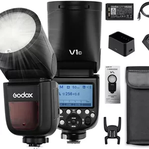 فلاش اسپیدلایت حرفه ای Godox V1C با سر گرد و بی سیم 2.4G برای سری Canon EOS 1500D 3000D 5D Mark III 5D Mark LL برای عکاسی استودیویی/پرتره/عروسی