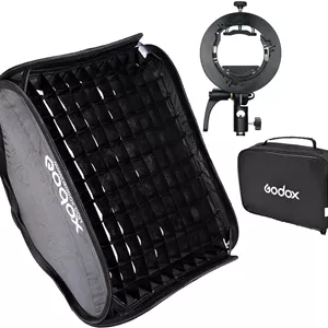 سافت باکس یونیورسال تاشو گودکس 60cm x 60cm به همراه زنبوریبراکت اسپیدلایت S2 برای سری Godox V1، AD200Pro، AD200، AD400Pro، سری V860II، فلاش اسپیدلایت سری TT350 (SGGV6060cm)