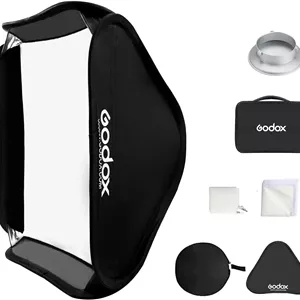 نرم باکس استودیویی قابل حمل گودکس، 80x80 سانتی متر، مانت بوئنز، به همراه چراغ LED USB CONXTRUE