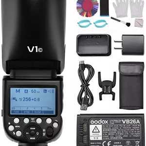 فلاش دوربین حرفه ای گودکس V1C با سر گرد وایرلس 2.4G جایگزین برای Canon EOS 1500D Series 3000D 5D Mark lll برای عکاسی استودیویی و پرتره