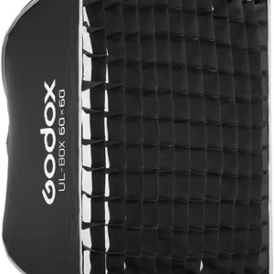 سافت باکس مربع تاشو سری Godox UL سایز 60x60 سانتی متر با قابلیت نصب سریع و سازگار با مانت Bowens، مناسب برای عکاسی محصول و نورپردازی رومیزی
