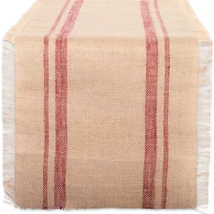 رانر رومیزی آشپزخانه DII، مجموعه جوت برزنت، 35x274 سانتی متر، حاشیه دوبل قرمز آجری