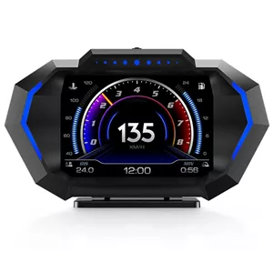 نمایشگر سربالا HUD برای خودرو، مانیتور چند داده ای OBD GPS، سرعت سنج دیجیتال، آلارم سرعت بالا، دور موتور، دمای آب، فشار توربو، سنج هوشمند برای اکثر وسایل نقلیه بعد از 2008