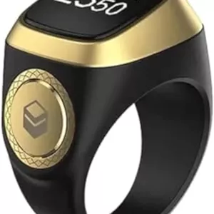 حلقه تسبیح هوشمند iQibla Zikr1 lite برای مسلمانان، شمارنده دیجیتال ذکر، یادآور 5 وقت نماز، بلوتوث ضد آب 20 میلی متر (مشکی 18 میلی متر)