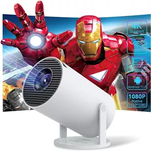 مینی پروژکتور اندرویدی، پروژکتور قابل حمل 5G WiFi6 BT5.0، پروژکتور هوشمند 4K 1080P با پشتیبانی از Full HD و تصحیح زاویه افقی خودکار، پروژکتور 180 درجه چرخشی مناسب خانه/فضای باز برای گوشی/فلش/لپ تاپ