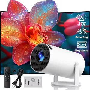 پروژکتور مینی با وای فای و بلوتوث، پروژکتور قابل حمل فول اچ دی با پشتیبانی از 4K و تصحیح زاویه عمودی خودکار، پروژکتور با چرخش 270 درجه و پروژکتور هوشمند اندروید 11.0