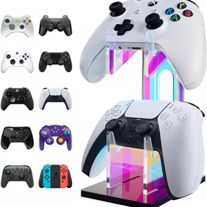 پایه نگهدارنده دو طبقه اکریلیک رنگین کمانی NiHome برای دسته بازی و هدست، مناسب برای PS5، Xbox ONE، Switch، لوازم جانبی بازی، ضد لغزش، پایدار، اکریلیک شفاف