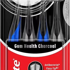 مسواک کلگیت Gum Health با برس ذغالی و نوک بسیار نرم نخ دندان، فوق العاده نرم برای لثه ها و دندان های حساس، بسته 4 عددی 