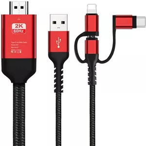 آداپتور MAKINGTEC HDMI، کابل 3 در 1 2 متری Type-C به Hd MHL، کابل صوتی و تصویری Micro USB، کابل اتصال، برای اتصال آیفون و اندروید به تلویزیون/پروژکتور HDTV