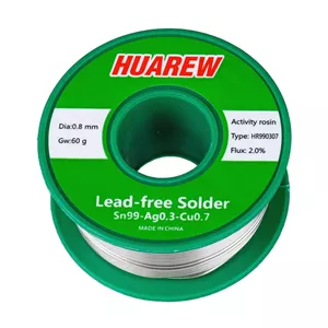 سیم لحیم بدون سرب HUAREW HR990307 با هسته رزینی (0.8 میلی متر، 60 گرم)
