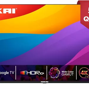تلویزیون هوشمند 55 اینچ نیکای 4K QLED Ultra HD Google TV، کنترل صوتی بدون دست، Game Master، Dolby VisionAtmos، 4K HDR10 ، اتصال آسان با دستگاه های اندروید و اپل - NPROG55QLED