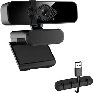 وب‌کم 2K برای کامپیوتر، دوربین USB با زاویه دید 85 درجه، با میکروفون حذف نویز و پوشش حریم خصوصی، دوربین‌های وب HD برای مانیتور لپ‌تاپ و رایانه رومیزی، استریمینگ، تماس ویدیویی، 1 عدد نگهدارنده کابل