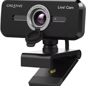 وب کم USB با زاویه دید عریض Creative Live! Cam Sync 1080p V2 Full HD با قطع خودکار صدا و کاهش نویز برای تماس های ویدیویی، میکروفون دوگانه داخلی ارتقا یافته، برای زوم، اسکایپ