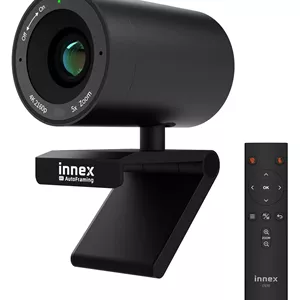 وب‌کم زاویه باز ۱۲۰ درجه 4K مدل Innex C570 با ردیابی هوش مصنوعی، قاب‌بندی خودکار، ePTZ، وب‌کم با میکروفون، زوم دیجیتال 5X، کنترل از راه دور، شاتر حریم خصوصی، دوربین کنفرانس برای زوم و Microsoft Teams
