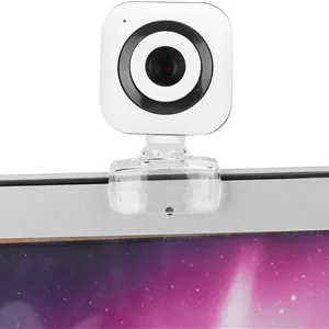 وب کم گیره دار برای کامپیوتر، وب کم با میکروفون داخلی، لوازم جانبی کامپیوتر با کیفیت 480P، سفید با گیره شفاف برای پخش ویدئو، کامپیوتر، لپ تاپ، دسکتاپ