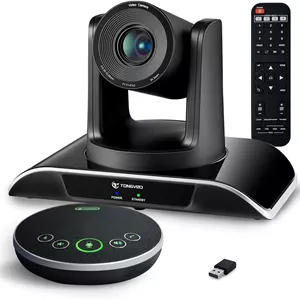 سیستم دوربین اتاق کنفرانس TONGVEO با میکروفون بلوتوثی، کیت دوربین فیلمبرداری PTZ 3x USB برای جلسات، آموزش، کلیسا، سازگار با Microsoft، OBS، Teams (دوربینمیکروفون)