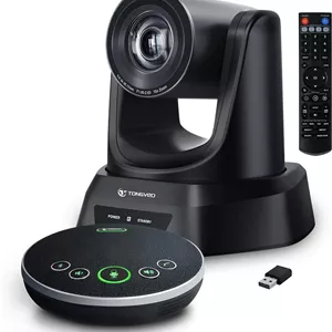 سیستم دوربین اتاق کنفرانس TONGVEO با میکروفون بلوتوث، کیت دوربین فیلمبرداری PTZ با پورت HDMI/USB 10X برای جلسات، آموزش، کلیسا، سازگار با Microsoft Teams، Zoom، OBS، PC (دوربینمیکروفون)