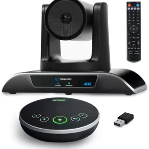 سیستم دوربین کنفرانس 4K همه کاره TONGVEO با میکروفون بلوتوث، ردیابی خودکار هوش مصنوعی، زوم دیجیتال 5X، دوربین PTZ با زاویه دید عریض 124 درجه USB3.0 1080P و کیت هندزفری برای Zoom Skype Teams و غیره