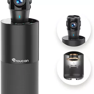 دوربین کنفرانس ویدیویی 360 درجه TOUCAN، وب کم 1080p HD با 4 میکروفون حذف نویز، بلندگو، ردیابی هوش مصنوعی، سازگار با Zoom، Google Voice، Microsoft Teams و غیره، برای PC/Mac/تبلت