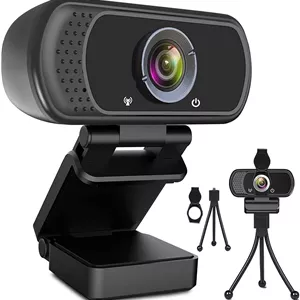 وب کم 1080P با میکروفون، وب کم HD با پایه سه پایه، دوربین USB عریض، وب کم میکروفون استریمینگ برای تماس/کنفرانس آنلاین، Zoom/Skype/Facetime/YouTube، لپ تاپ/کامپیوتر
