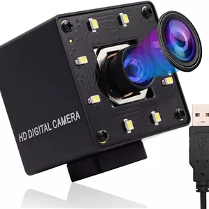 وب‌کم USB 4K با فوکوس خودکار و صدا، لنز زاویه باز 100 درجه بدون اعوجاج، وب کم 2160p، دوربین IMX415 نظارت تصویری روز و شب با LED سفید، دوربین 4K Raspberry Pi