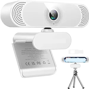 وب کم، دوربین وب 4K برای کامپیوتر شخصی و دوربین وب با میکروفون حذف نویز/درپوش حریم خصوصی/دوربین وب USB سه پایه برای میز کامپیوتر