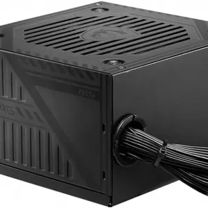 منبع تغذیه غیر ماژولار MSI MAG A600DN، توان 600 وات، راندمان 80 پلاس استاندارد، فن بلبرینگ هیدرولیک 120 میلی متری، PFC فعال، کابل های تخت - مشکی