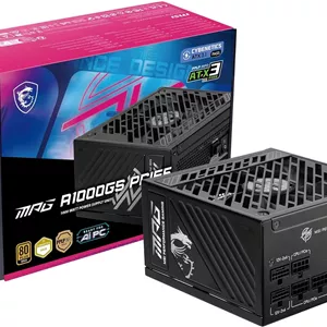 منبع تغذیه گیمینگ MSI MPG A1000GS PCIE5 ATX 3.1 - تمام ماژولار - دارای گواهینامه 80 Plus Gold با توان 1000 وات - دارای خازن های 100% ژاپنی 105 درجه سانتیگراد - منبع تغذیه ATX - 10 سال
