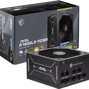 منبع تغذیه کامپیوتر 750 وات MSI MAG A750GLS PCIE5، کاملاً ماژولار، مناسب بازی، دارای گواهینامه 80  Gold، سازگار با ATX 3.1 و PCIe 5.1، کابل 12V-2x6 دو رنگ، کم صدا، کابل های روکش دار برجسته، 10 سال