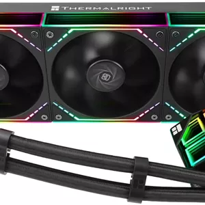 خنک کننده آبی پردازنده Thermalright Frozen Infinity 360 Black، خنک کننده آبی 360 AIO، سه فن TL-M12 PWM، خنک کننده پردازنده با آینه بی نهایت، برای AMD/AM4/AM5، Intel LGA1851/1700/1150/1151/2011