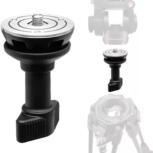آداپتور نیم کره 60 میلی متری Manfrotto برای استفاده از هد با پایه تخت 60 میلی متری با سه پایه ویدیویی کاسه ای، دسته کوتاه، عکاسی در سطح زمین