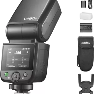 فلاش دوربین Godox V480O با باتری 7.2V/2200mAh، همگام‌سازی پرسرعت 1/8000، سیستم بی‌سیم 2.4GX TTL، زمان بازیافت 1.7 ثانیه، 650 فلاش با قدرت کامل برای دوربین‌های Olympus/Pentax (V480O)