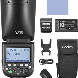 فلاش اسپیدلایت اکسترنال گودکس V1 PRO با سر گرد، زوم خودکار E-TTL II وایرلس 2.4G فرسنل، سازگار با دوربین OM SYSTEM با ولتاژ 100V-240V