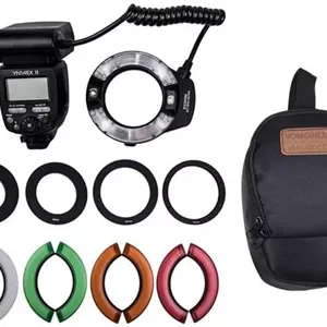 AECAM - فلاش حلقه ای ماکرو YONGNUO YN-14EX TTL LED به همراه 4 حلقه آداپتور برای دوربین های Canon 5D Mark II 5D Mark III 6D 7D 60D 70D 700D (YONGNUO YN-14EX II)