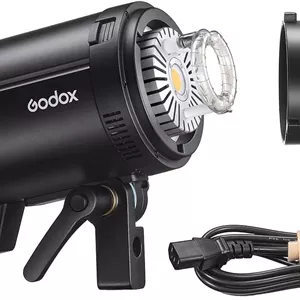 فلاش استودیویی ارتقا یافته گودکس DP400III-V با توان 400 وات، عدد راهنمای 87، دمای رنگی 5600±200K، بی‌سیم 2.4G، مانت بوئنز یکپارچه، مناسب برای عکاسی عروسی، پرتره، فشن و تبلیغاتی