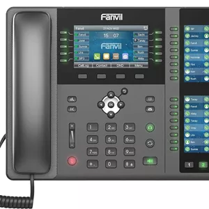 تلفن ویپ سازمانی Fanvil X210، دارای صفحه نمایش رنگی 4.3 اینچی و دو صفحه نمایش رنگی 3.5 اینچی جانبی برای کلیدهای DSS. 20 خط SIP، اترنت گیگابیتی دو پورت، آداپتور برق شامل نمی شود