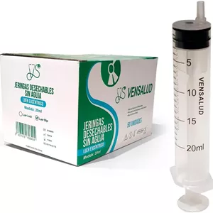 VENSALUD | سرنگ های یکبار مصرف بدون سوزن و بدون لاتکس | Luer Slip | مخروط غیرمرکزی | سرنگ استریل برای غذای حیوانات خانگی، آزمایشگاه، دامپزشکی | اندازه گیری دقیق | 50 عدد | 20 میلی لیتر