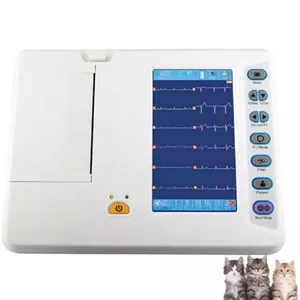 مانیتور علائم حیاتی دامپزشکی ADORZ، صفحه نمایش 7 اینچی، دستگاه نوار قلب دیجیتال 6 کاناله با گزارش تجزیه و تحلیل، نمایش شکل موج 7 لید، برای حیوانات خانگی گربه و سگ