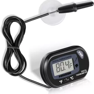 دماسنج آکواریوم دیجیتال LCD بادوام با فنجان مکش و باتری، دماسنج دقیق آب مخزن ماهی برای ماهی و خزندگانی مانند مارمولک و لاک پشت