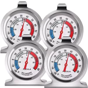 دماسنج یخچال، -30~30 درجه سانتیگراد/-20~60 درجه فارنهایت، دماسنج کلاسیک یخچال، صفحه بزرگ با نشانگر قرمز، دماسنج برای فریزر، یخچال، سردخانه