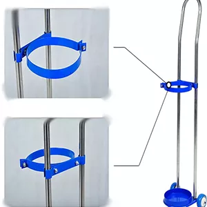 نگهدارنده کپسول اکسیژن متحرک با چرخ، ارابه حمل سیلندر 20 لیتری پروپان و براکت سیلندر گاز برای مدارس/درمانگاه ها، فولاد ضد زنگ (110x17 سانتی متر)