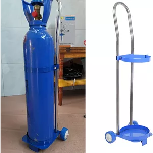 نگهدارنده کپسول اکسیژن تکی، چرخ دستی کپسول اکسیژن فولادی با قطر 17 سانتی متر، چرخ دستی حمل کپسول گاز با چرخ، چرخ دستی چند منظوره (ارتفاع 80 سانتی متر)