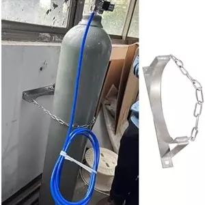 نگهدارنده کپسول گاز، قفسه نگهداری اکسیژن، قفسه سازمان دهنده کپسول گاز قابل تنظیم دیواری، نگهدارنده کپسول گاز استیل ضد زنگ با زنجیر، قفسه مخزن کپسول نقره ای برای کلینیک ها/آزمایشگاه ها (12