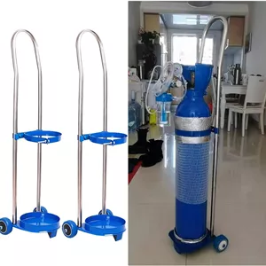 نگهدارنده کپسول اکسیژن، 2 عدد، سبک وزن، مناسب کپسول اکسیژن کوچک، دارای 2 چرخ، مناسب بیمارستان، منزل، کارخانه