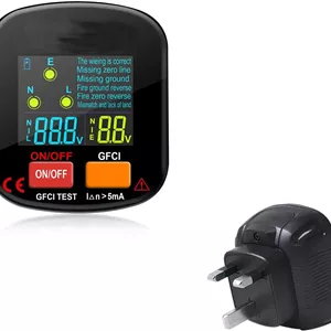 تستر پریز برق KASTWAVE 90-130V GFCI، تستر سوکت 3 شاخه با نمایشگر ولتاژ، تشخیص مشکلات سیم کشی و خطاها، ابزار ضروری الکتریکی