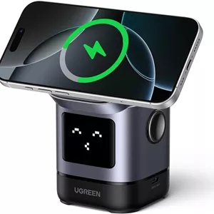 شارژر بی‌سیم ۱۵ واتی یوگرین Uno، دارای گواهی Qi2 MagSafe، پایه شارژ مغناطیسی سریع تلفن، ایستگاه شارژ بی‌سیم تاشو 2 در 1 سازگار با سری آیفون 17-12، ایرپادز 4/3/2/Pro 2