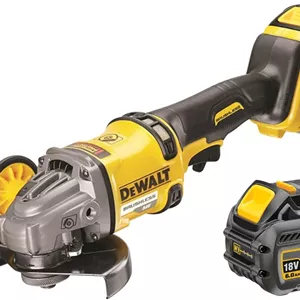 دستگاه فرز زاویه ای کوچک 125 میلی متری 54 ولت DeWalt به همراه باتری های اضافی و شارژر در جعبه ابزار، زرد/مشکی، DCG414T2-GB