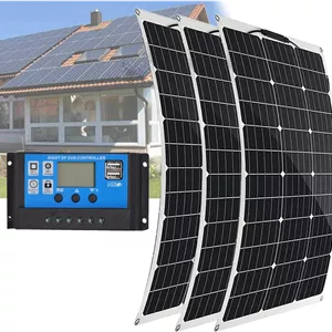 کیت پنل خورشیدی انعطاف پذیر LNNLAA (150W 300W 450W 600W)، با کنترلر 40A، نرخ تبدیل 21-23% / خمش 30 درجه، برای شارژ باتری 12 ولت، برای سقف/RV/قایق (اندازه: 77.5×50cm)، 450W